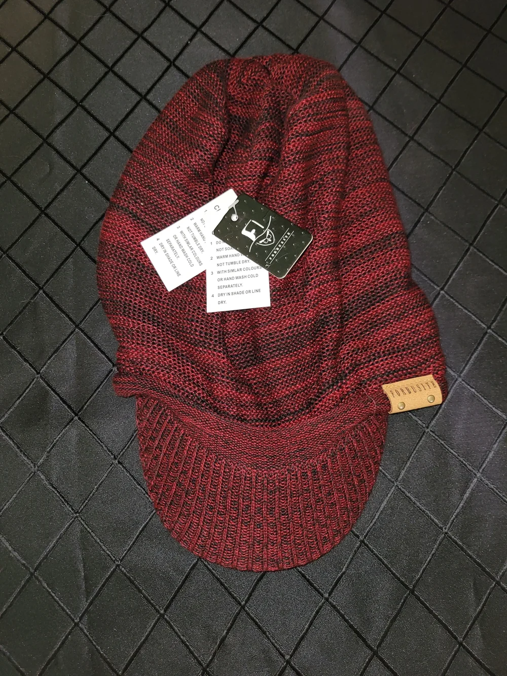Forbusite Knit Beanie Slouchy Fleece Lined Hippie Ski Hat With Brim Os New